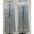 Pantalones de carga de mujer elástica de hemline ajustable